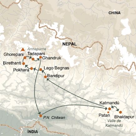 Nepal + Valle Katmandú, Lagos Begnas y Pokhara, Ghorepani Trek y Safari en Chitwan