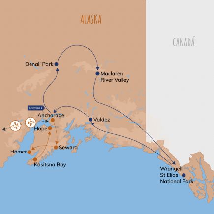 Alaska + Ruta Kenai Nat. Park y extensión opcional a Denali Nat. Park