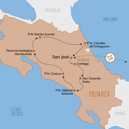 Costa Rica + Caminatas en los parques naturales entre el Caribe y el Pacífico