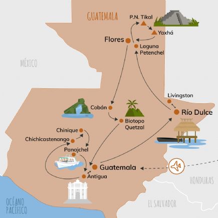 Guatemala + El Kichee, Lago Atitlán, Río Dulce, Selva de Petén, Alta Verapaz y Antigua