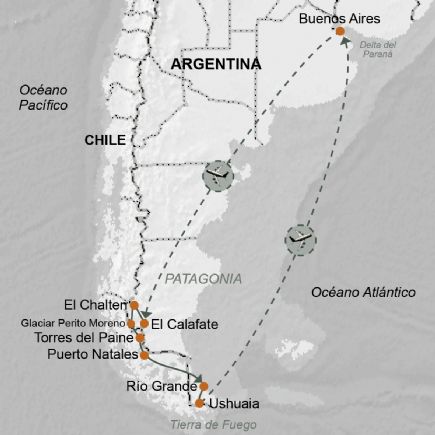 ARGENTINA Y CHILE  + Travesía Patagónica: Península Valdés - Ushuaia.