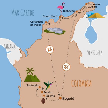 Andes, Café, Caribe y Península Guajira