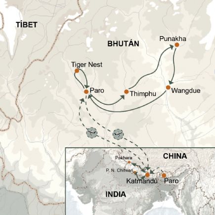 Bhutan clásico y Nepal + Opción Pokhara o P. N. Chitwan