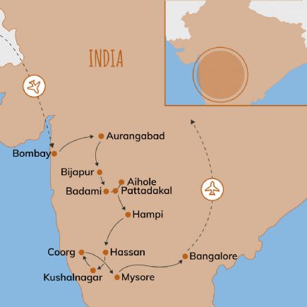 India + Cuevas de Ajanta, Ellora y el estado de Karnataka