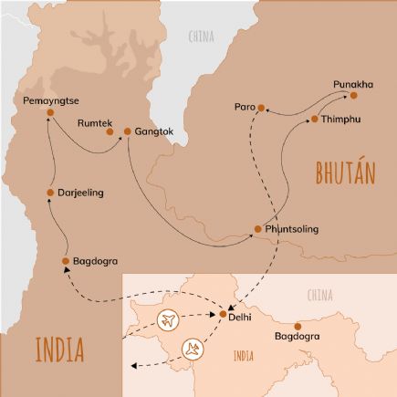 India y Bhutan + Sikkim y Bhutan, los reinos budistas del Himalaya