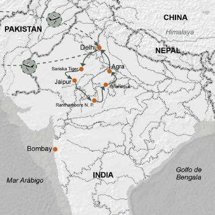 INDIA + India clásica y reservas naturales del Norte. En busca del tigre de Bengala