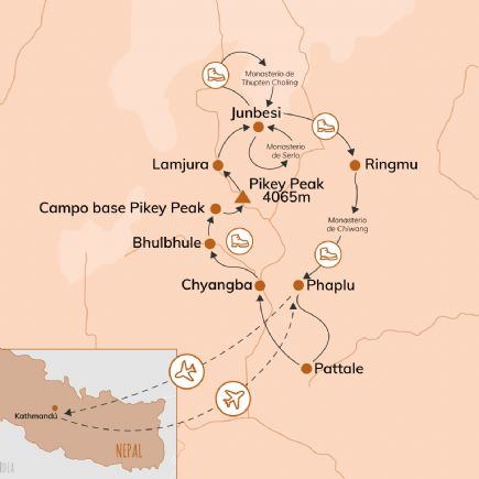 Mapa trekking Pikey Peak Nepal