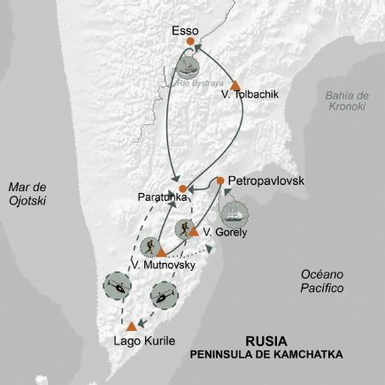 Rusia - Kamchatka + Ríos, osos y volcanes