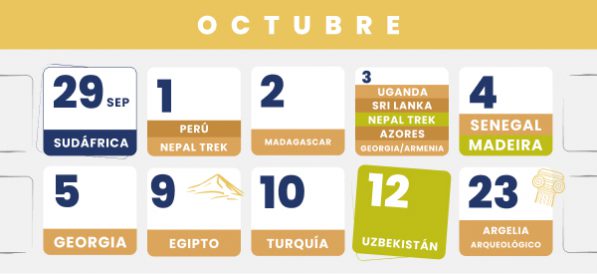 Viajes en octubre