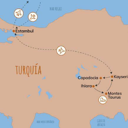 Viatge a Turquia Mapa de l'itinerari per Turquia